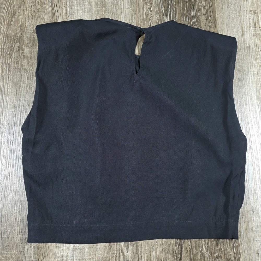 Rebecca Minkoff Pippa Women's Crop Top Black Boxy Shoulder Pads 100% Viscose XS - Picture 3 of 10